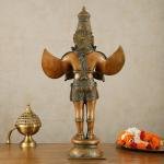 Brass Standing Garuda Dev with Vintage Bronze Finish | 22" x 13" x 7" (55.9 x 33 x 17.8 cm) | 11 kg Sacred Art | Divine Vehicle Murti